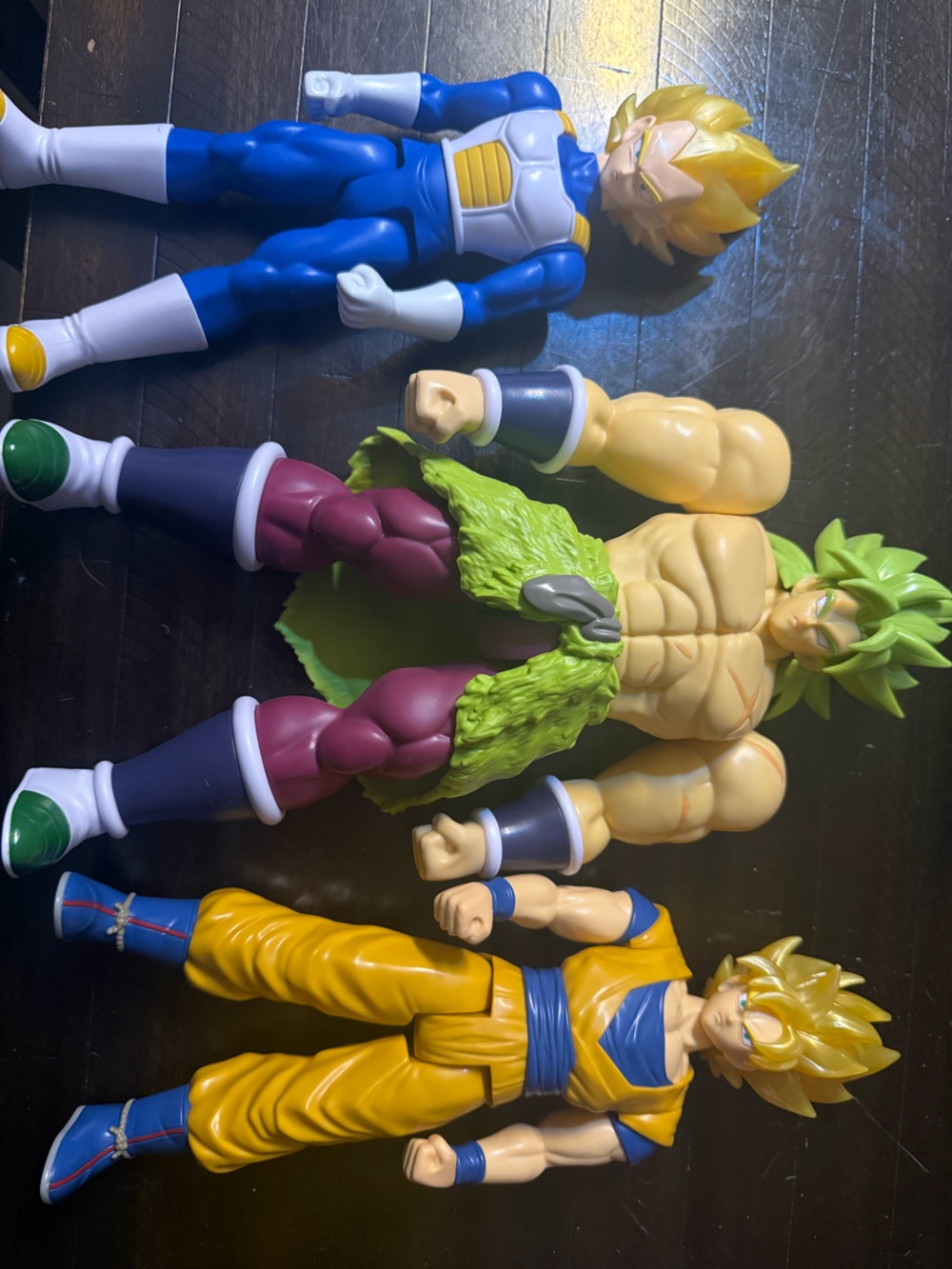 Super Saiyan Goku, Super Saiyan Broly, and Super Saiyan Vegeta.